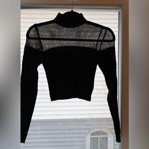 Black Sheer mock neck going out stretch top